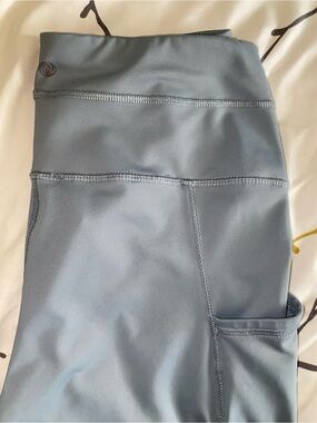 Apana Slate Blue High-Waist Leggings with Side Pocket